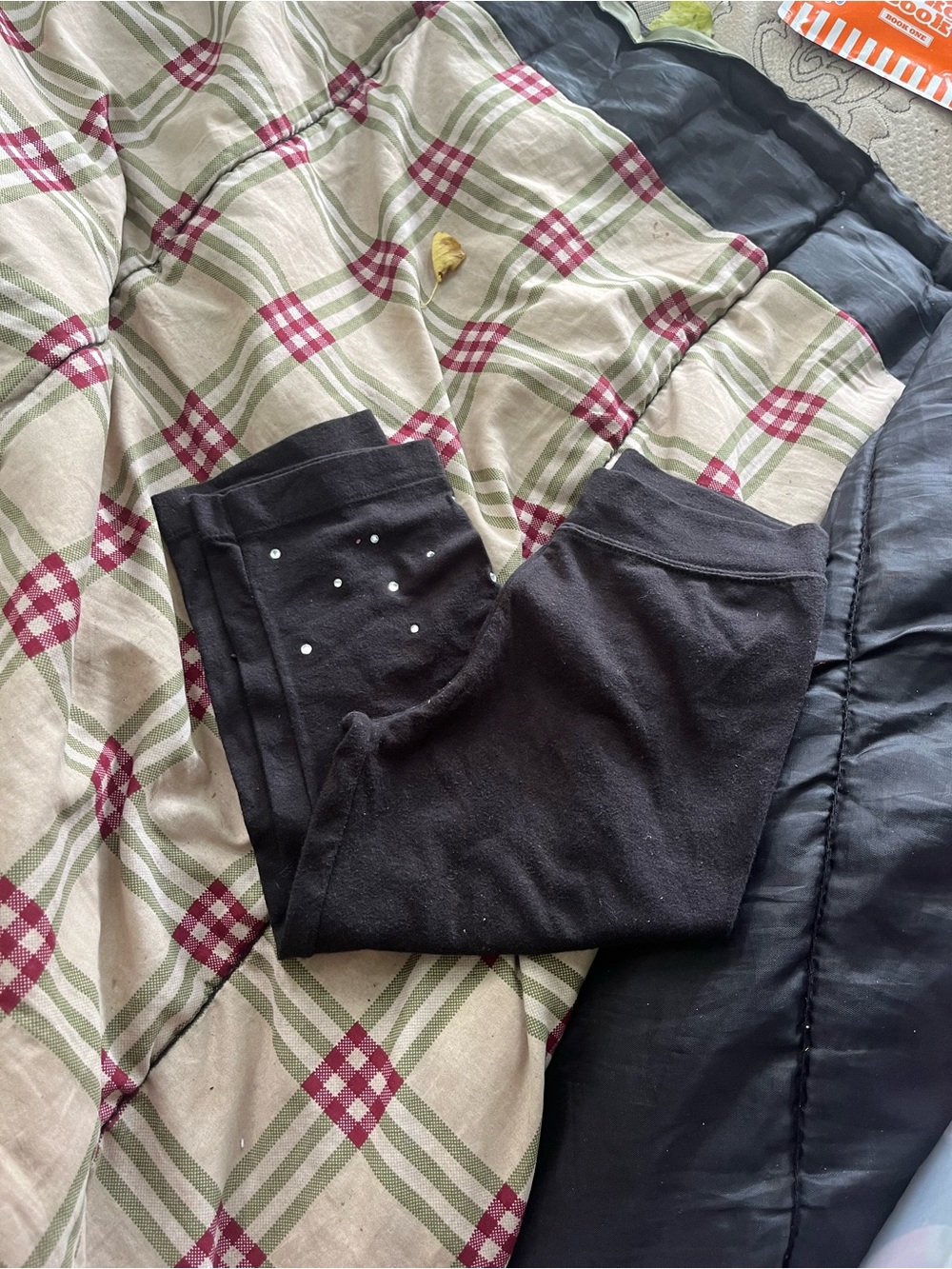 Black Stretch Lounge Pants with Stud Detail